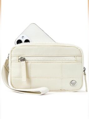 WESTBRONCO Wristlet white Wallets for Women lRFID Blocking Quilted Nylon Phone